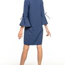 Sukienka z falbanką przy rękawie i dekoltem V