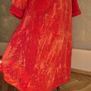 Czerwona ręcznie barwiona sukienka rozmiar L - na metce 2XL materiał oddychająca, pomiędzy płótnem a b