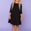 Komplet dla mamy i córki: elegancka sukienka trapezowa z kieszeniami, model 24, czarny