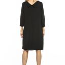 Elegancka czarna sukienka z kołnierzem w stylu Jackie Kennedy T245