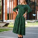 Sukienka z bawełny | FLORA zielone kwiaty