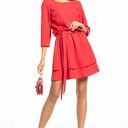 Elegancka sukienka z podwójną spódnicą, T320, malinowa