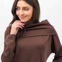 Sukienka Nana Czekolada z kominem 3w1 - boho oversize z kieszeniami