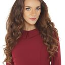 Elegancka sukienka z kołnierzykiem bordowa 010 (Ella Dora)
