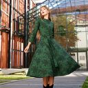 Sukienka z bawełny | FLORA zielone kwiaty