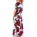 Rozalia - elegancka sukienka kopertowa w róże midaxi