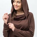 Sukienka Nana Czekolada z kominem 3w1 - boho oversize z kieszeniami