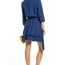 Elegancka sukienka z podwójną spódnicą, T320, granatowa