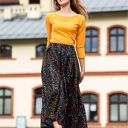 Spódnica z kontrafałdami | SABINA haftowane kwiaty
