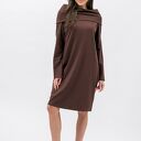 Sukienka Nana Czekolada z kominem 3w1 - boho oversize z kieszeniami