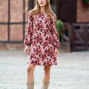 Krótka sukienka | AURELIA brązowe kwiaty