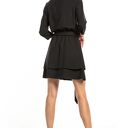 Elegancka sukienka z podwójną spódnicą, T320, czarna