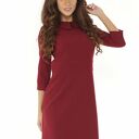 Elegancka sukienka z kołnierzykiem bordowa 010