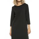 Elegancka czarna sukienka z kołnierzem w stylu Jackie Kennedy T245