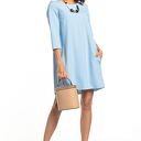 Sukienka marszczona na plecach z kieszeniami, T326, jasnoniebieska