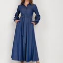 Sukienka maxi na guziki, z kołnierzykiem - SUK204 jeans