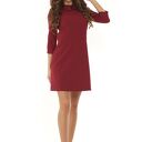 Elegancka sukienka z kołnierzykiem bordowa 010 (Ella Dora)