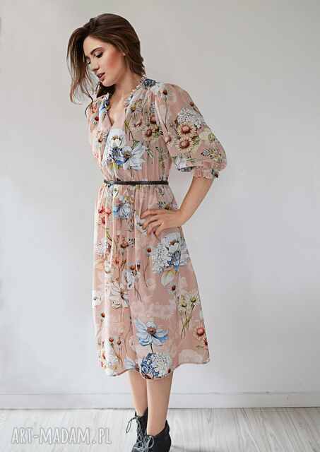 Pastelova łąka wiskozowa sukienka