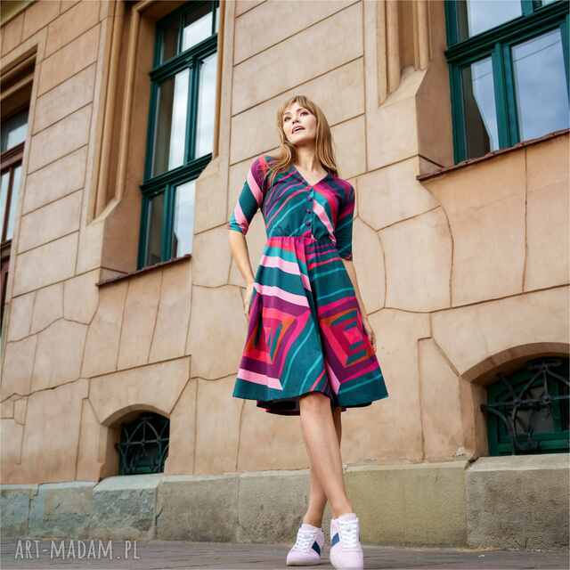 Sukienka retro | IRMA kolorowe pasy