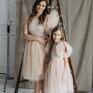 Tessita dla mamy i córki sukienki komplet sukienek kompelet eleganckich - lily, rękaw z tiulu