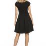 Elegancka sukienka z zakładkami, T254, czarna - zakładki