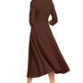 sukienki: Elegancka sukienka maxi z zamkiem krytym, T327, brązowa