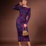 fioletowe elegancka julia magic rose - dopasowana sukienka efektowna
