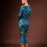 turkusowe sukienki elegancka julia tropical - dopasowana efektowna