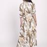 sukienki kimono długa, suk171 liście ecru kieszenie