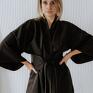 balance czarne - lniane kimono len