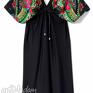 Kasia Miciak design eleganckie czarna w stylu folk kimonowy sukienka