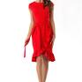 elegancka sukienka falbaną czerwona 003 modna