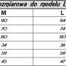 Sukienka trapezowa z dzianiny. Przód. Długi rękaw. Dół rozkloszowany. Tabela rozmiarów na ostatnim zdjęciu. Kopertowa