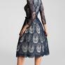 Sukienka TINA - dekolt płytki, okrągły, rękaw 3/4, zapięcie z boku (kryty zamek) rozkloszowany dół (marszczenia)- elegancka