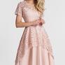 sukienka trini midi (pastelowy róż) koronka