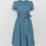 GABRIEL klasyczna sukienka z kołnierzykiem typu "bebe" inspirowana modą lat 40 tych