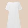 Sukienka oversize biała bawełna z lnem lekko transparentna - len lato boho