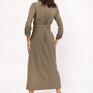 LANTI urban fashion niekonwencjonalne długa sukienka w stylu militarnym, suk157 khaki kobieca maxi