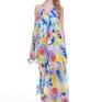 Sukienka uszyta z włoskiego koloru w piękny deseń kwiatowy o żywych kolorach. Moda