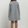 Sukienka trapezowa dla dziewczynki, MMD36, jasnoszara z szeroką plisą idealna na prezent