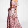 Sukienka ARIES: - góra hiszpanka na gumce opadająca na ramiona) gumka w pasie, rozkloszowany dół z ozdobną falbaną - maxi