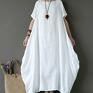 Sukienka oversize biała bawełna z lnem lekko transparentna - len