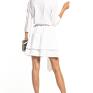 sukienki: Elegancka z podwójną spódnicą, T320, biały ściągnięta