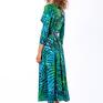 Sukienka koktajlowa o ponadczasowym, wyszczuplającym fasonie, zaprojektowana z materiału z naszym autorskim nadrukiem "tropical"