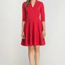 sukienki: rozkloszowana, SUK147 czerwona - dekold casual