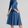 Livia Clue rozkloszowana sukienka total midi klara 3/4 niebieski basic