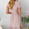 Livia Clue różowa za kolano midi total becky (pudrowy wiskozowa sukienka