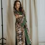 marokańskie kimono maroko zielone kwiaty, długie sukienki kimonowa