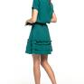 sukienki: z ozdobną falbanką na spódnicy, T267, zielony elegancka