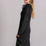 sukienka z kominem oversize czarna z wzorem - spódnice bluzy